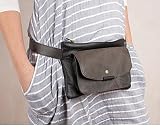  Riñonera de cuero negra y gris, riñonera cuero Solapa, riñonera piel, bolso de cadera, bolso viaje, riñoneras artesanas