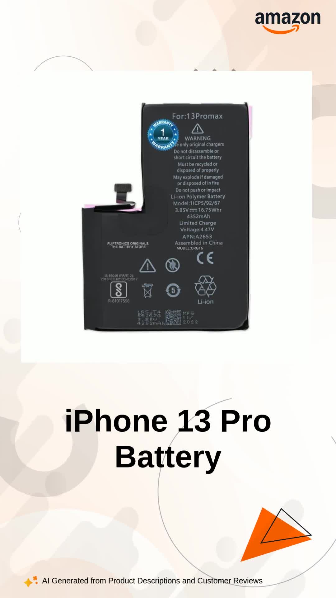 【バッテリー97%】Apple iPhone13ProMax256GB Original Battery for iPhone 13 Pro Max