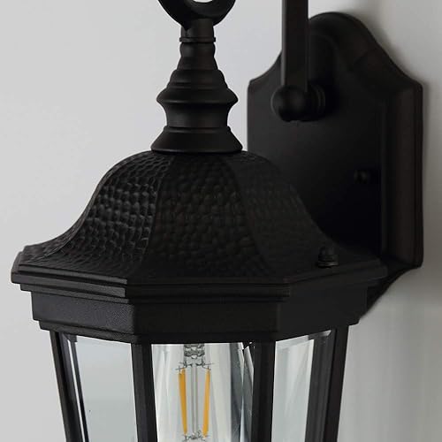 Miniatura 8 de Luminarias exteriores, gran lámpara de pared para exteriores, farol y porche al aire libre, montaje en pared en acabado negro mate con vidrio