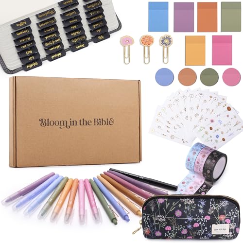 Mr. Pen- Bloom in the Bible Journaling Kit, Bible Study Kit Journaling Supplies, 8 Highlighters and 6 Black Ink Pens, 75 Laminated Tabs, Washi Tapes, Pencil Case and More, Mothers Day Gift