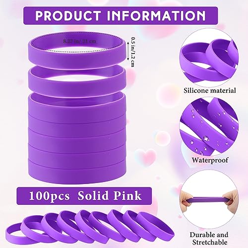 Liliful IAN-LILIFUL-540 100 Pcs Silicone Rubber Bracelets Rubber Wristbands Bracelet Rubber Bands thumb #4
