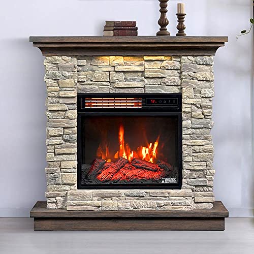 Image of duraflame Wall Mantel Electric Fireplace with Remote Control, Smoky Gray Stone