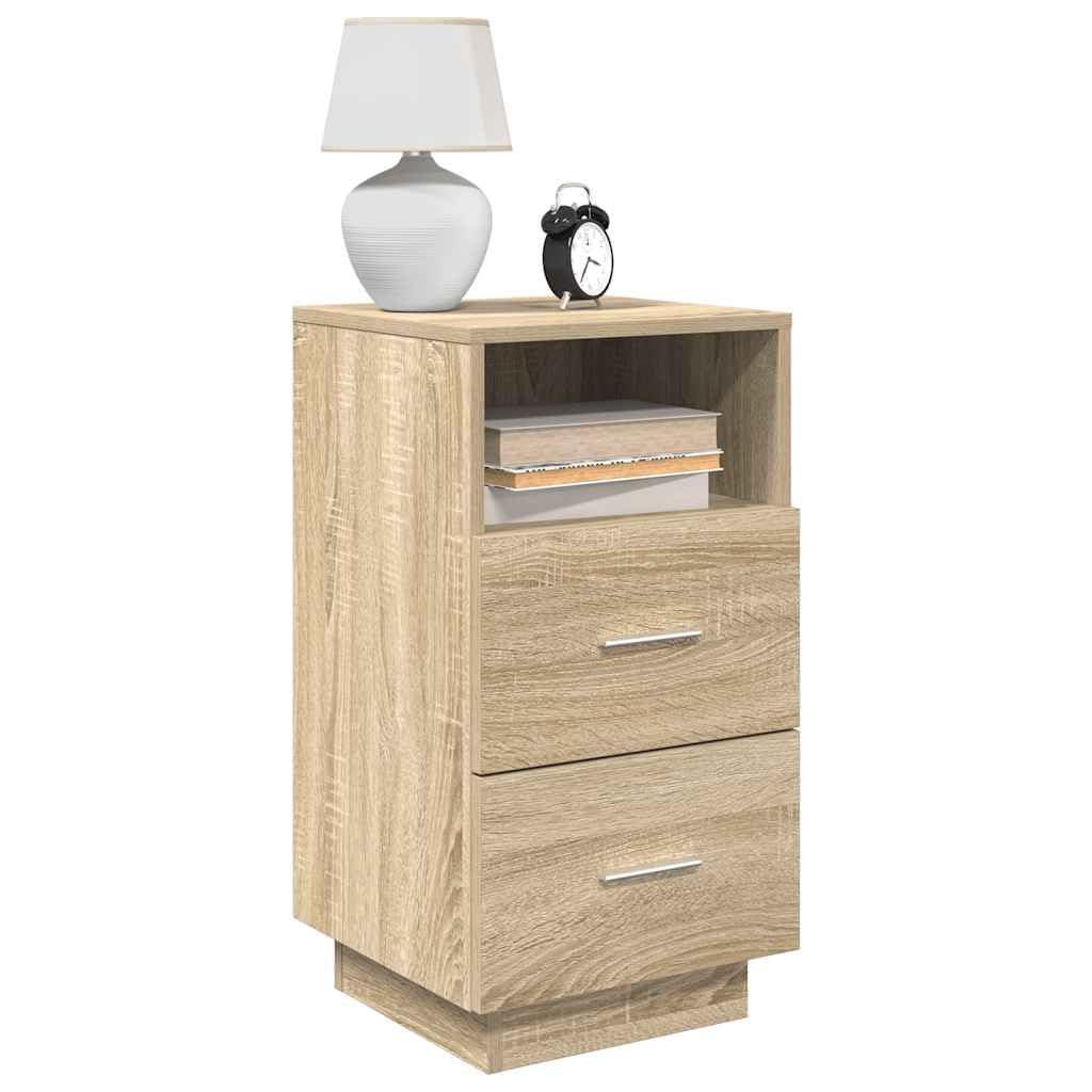 Table de chevet en chêne Sonoma à 2 tiroirs pour chambre