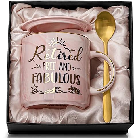 Retirement Pink Marble Coffee Mug Gift Set Cover