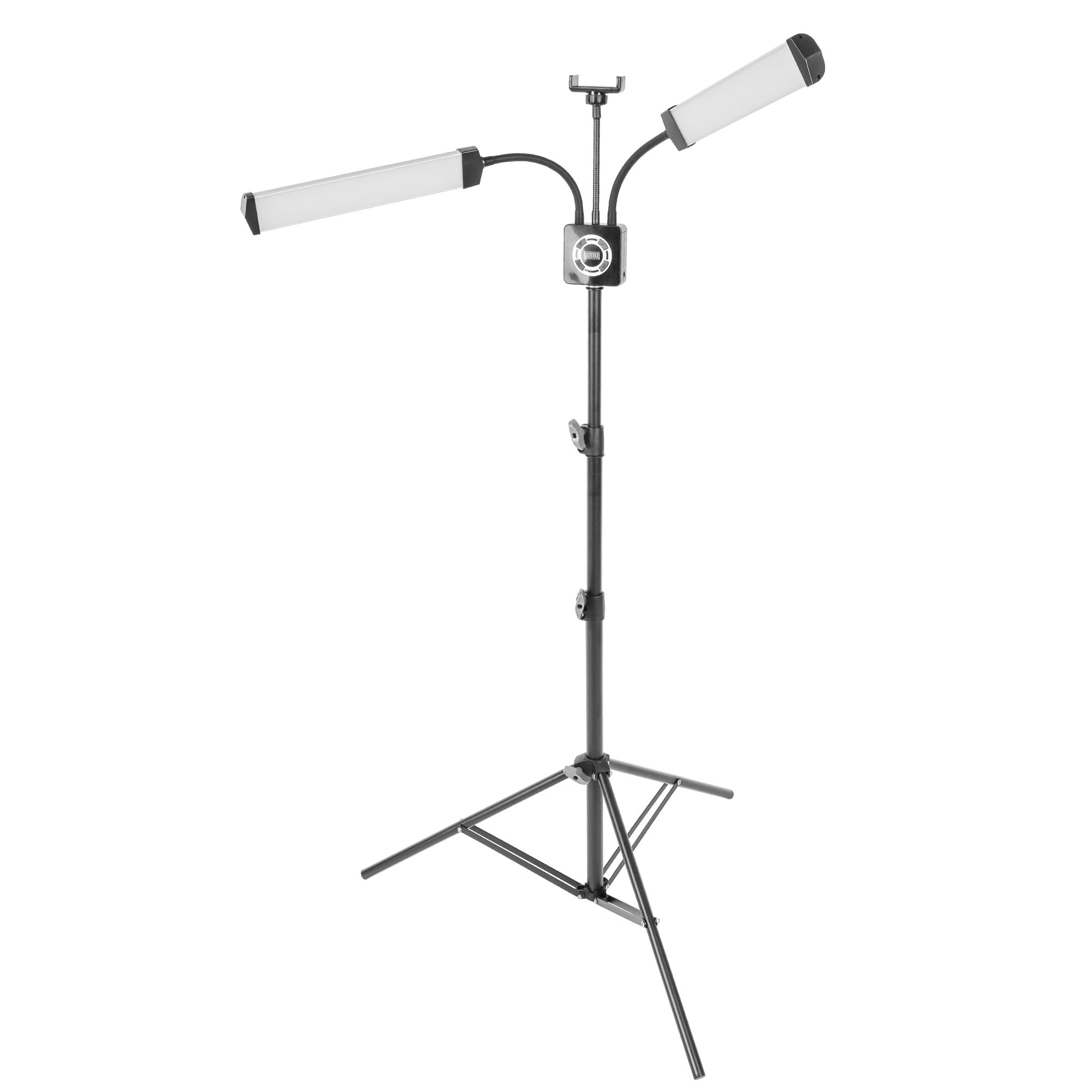 Lámpara LED de belleza de doble brazo para extensión de pestañas, maquillaje, manicura, intensidad regulable, con soporte para teléfono móvil