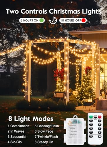Image of Outdoor Fairy Lights Battery Operated, Twinkle String Lights with Remote, 5 Feet 60 LEDs Firecracker Starry Lights for DIY Wreath Wedding Party Bedroom Mason Jar Holiday Christmas, Warm White