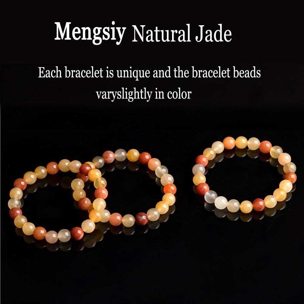 MOCHAMIK Jade-Perlen-Armband für Männer und Frauen, 8 mm, natürliches Heilstein-Armband, handgefertigtes Armband für Männer und Frauen, 8 mm natürliches Heil-Edelstein-Armband, handgefertigte