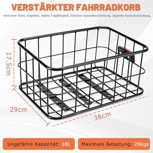 CDYWD Fahrradkorb Hinten für Herren & Damen, Groß Abnehmbar Fahrradkorb Gepäckträger mit Herausnehmbarer Innentasche, Hinten Fahrrad Korb Schulranzen für Ebike, Mountainbike, Citybike, Cruiser