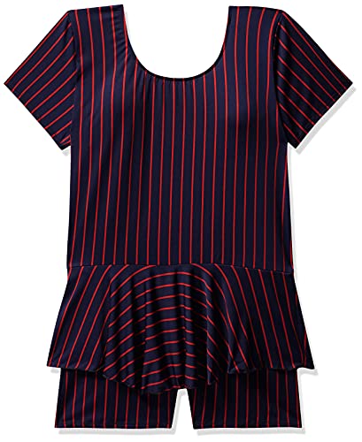 Image of I-SWIM LADIES COSTUME IS-103 NAVY /RED LINES SIZE 2XL WITH GOGGLES SILICON JOINTLESS WITH BOX BLUE