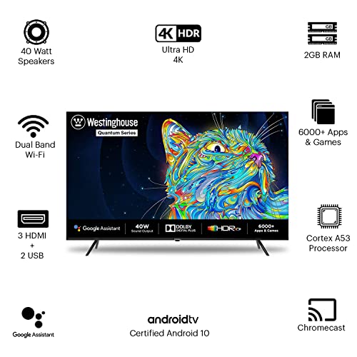 Image of Westinghouse 139 cm (55 inches) Quantum Series 4K Ultra HD Smart Certified Android LED TV WH55PU80 (Black)