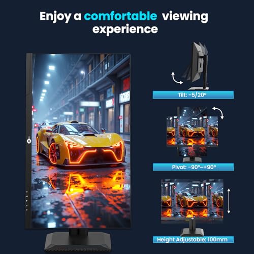 Image of TITAN ARMY Gaming Monitor 27 Inch, 4K@160Hz, FHD@320Hz, Fast IPS 1ms HDR400, Adaptive-Sync, 135% sRGB, VESA, HDMI 2.1, DP 1.4, Swivel Tilt Height Pivot Adjustable, P2712V