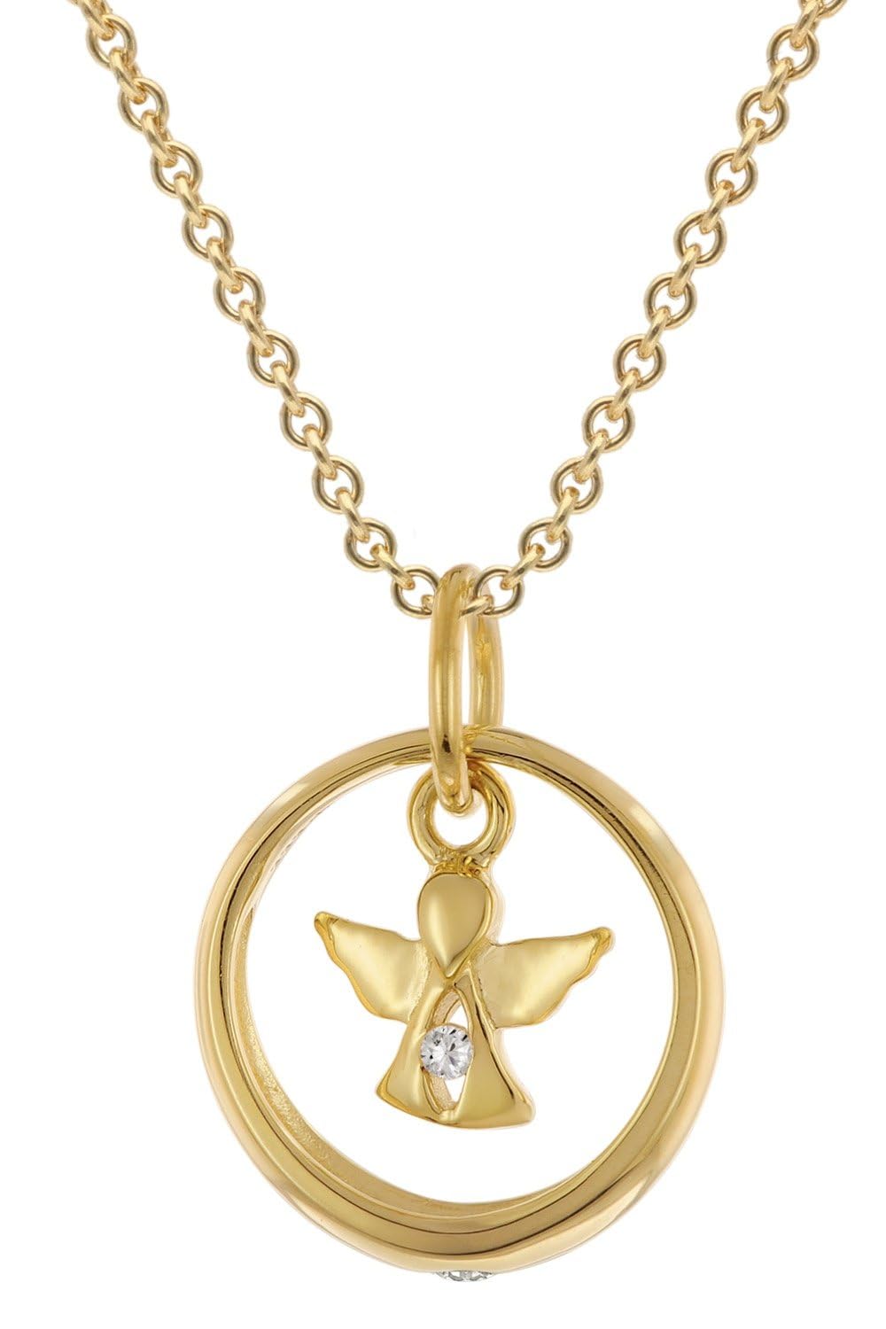 trendor Taufring Mit Engel Gold 333 / 8K An Vergoldeter Silberkette 28210