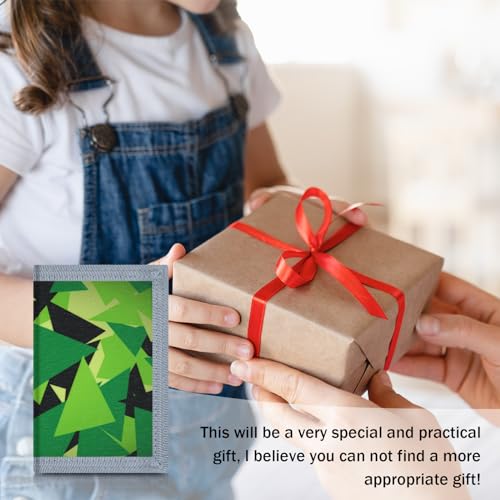 Image of AI-DEE RFID Trifold Canvas Outdoor Sports Wallet for Kids - Front Pocket Wallet with Magic Sticker (Triangle J)