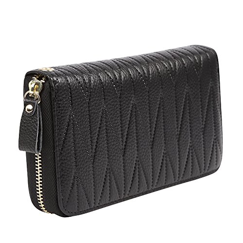 Women's RFID Blocking 36 Slots Card Holder Long Big Leather Zipper Wristlet Clutch Wallet4