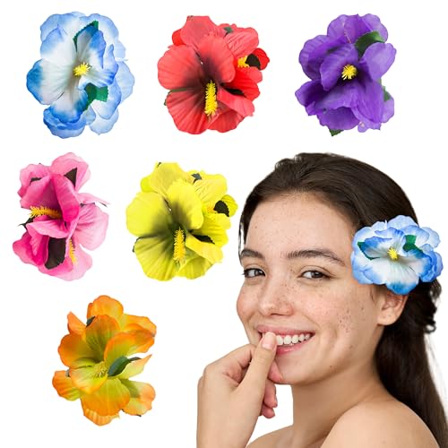Pinzas para el cabello flor Hibiscus multicolor 12 piezas