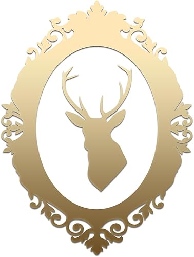 Buck Cameo Frame Vinilo Calcomanía Cuaderno Coche Portátil 4 "x 5.5" (Dorado)