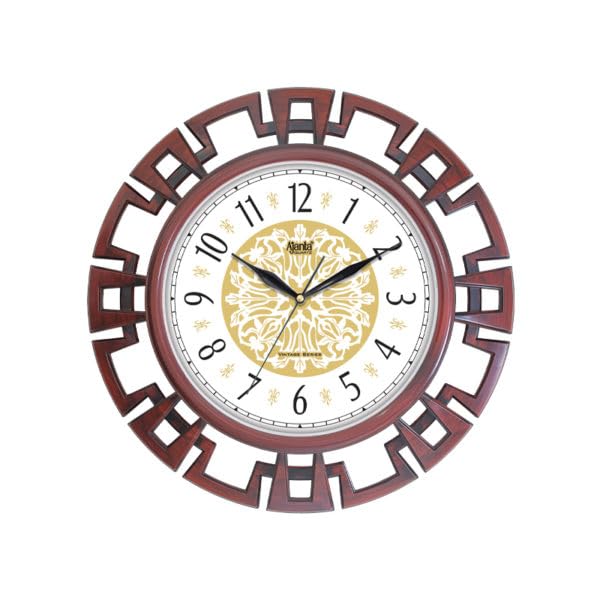 Image of Ajanta Wall Clock for Home and Offices Silent Sweep Movement 16 Inches Analog Wall Clock Wall Watch (Teak 40 x 40 x 4 cm), Plastic
