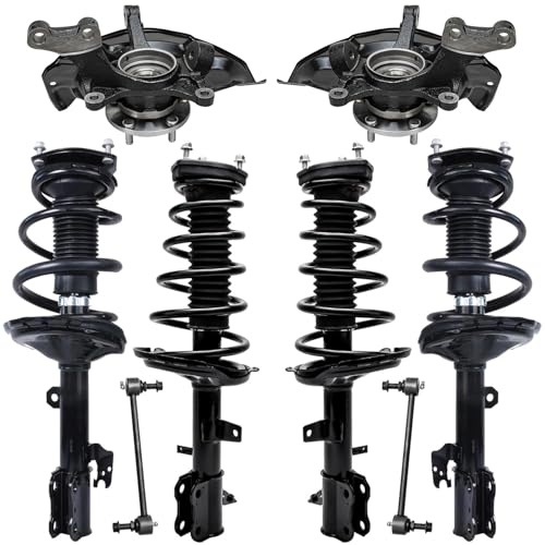 Image of Detroit Axle - AWD Steering Knuckles Kit for 2004-2006 Lexus RX330, 2007 RX350, 2006-2007 RX400h, Front Steering Knuckles & Wheel Bearing Hubs Sway Bars Front Rear Struts & Coil Spring Replacement