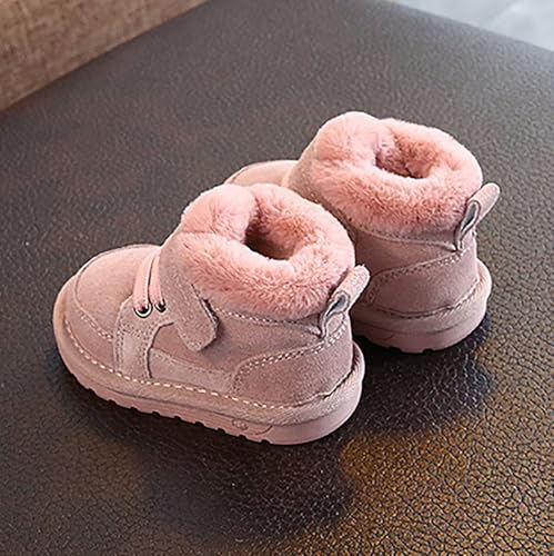 IWIHMIV Girl's Warm Walking Shoes Kids Winter Fleece Boots Non Slip Outdoor Ankle Boots Outdoor Warm Walking Shoes4