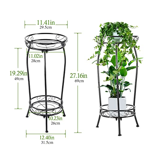 Kavlium PLANT STAND INDOOR OUTDOOR ,Tall Black Metal Rustproof Stable Plant Stands,2 Tier 27.1 Inch Multiple Plant Rack Holder Rack Flower Pot Stand Heavy Duty Plant Shelf thumb #1