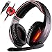 Gaming headset, SADES SA902 Cuffie Gaming Cuffie da Gioco USB Audio Dolby Surround 7.1 con Microfono Stereo Bass LED Regolatore di Volume per PC (Nero/Rosso)