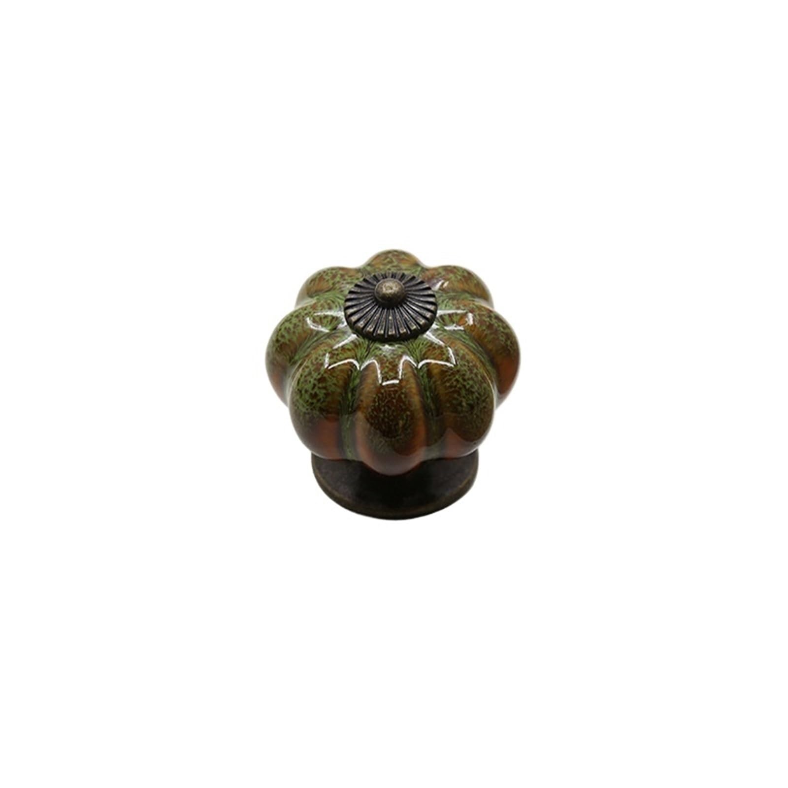 Kifsdlf Color3 Ceramic Farmhouse Pumpkin Cabinet Knob Drawer Furniture Handles Single Hole Door Pulls For Cupboard Wardrobes Furniture(Color3)