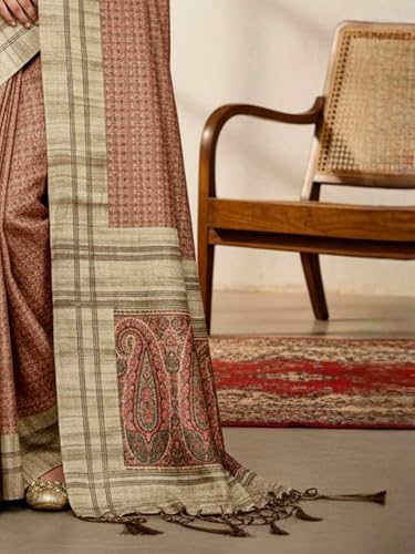 Image of AKHILAM Women's Shimmer Pashmina Silk Abstract Printed Saree With Unstitched Blouse Piece (BBABY7502 AI Parent)