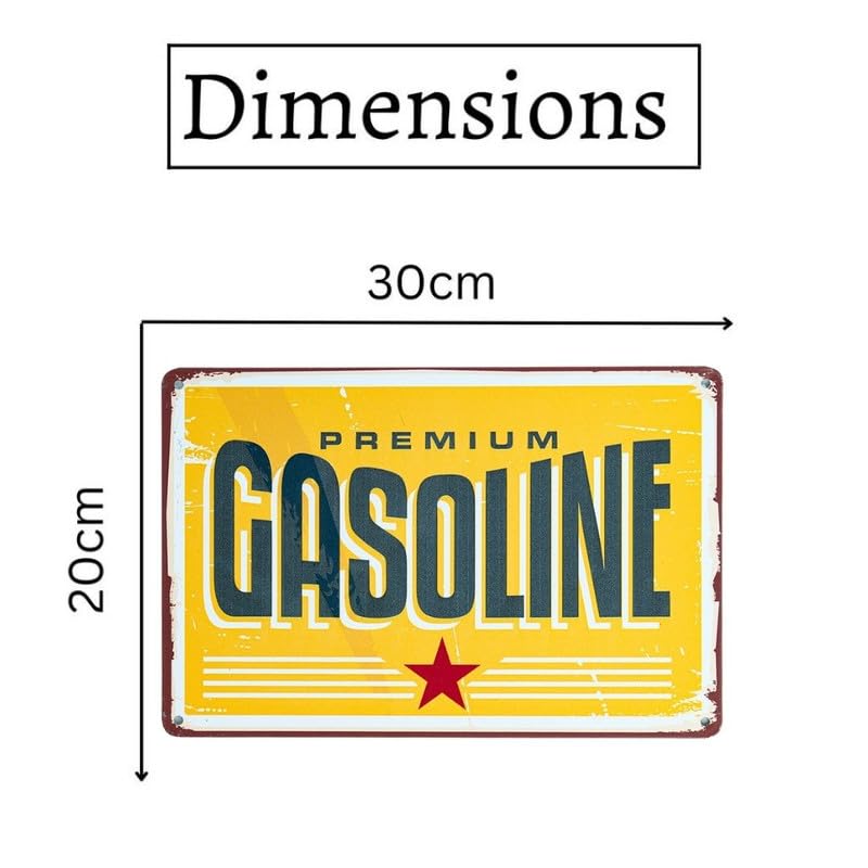 Image of Eazywagon Decorative Retro Metal Signs Wall Plate - 12x8 Inch (Premium Gasoline) | Weatherproof Vintage Metal Sign Plate for Cafe, Home, Bar, Garage | Decorative Wall Hanging Sign Board