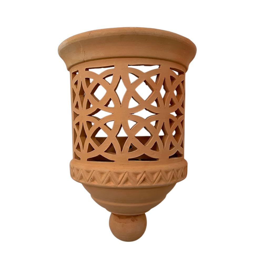 Applique da Parete Marocchina in Terracotta naturale, Design Traforato, 24 * 11,5*h35 cm