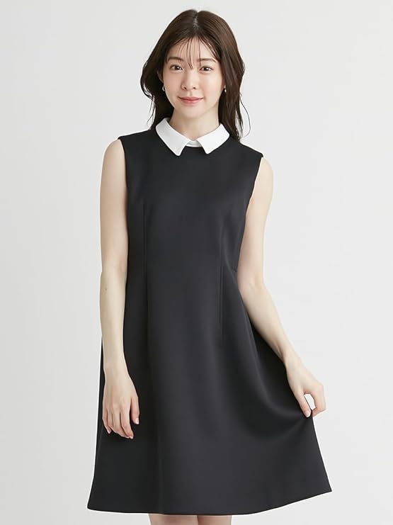 Amazon.co.jp: 衿付きペプラムミニワンピース CWCO252029BLK38 Amazon.co.jp: 衿付きペプラムミニワンピース CWCO252029BLK38