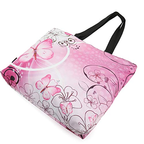 ICOLOR Gym Shopping Bag Tote Handle, Reusable Travel Shoulder Case Bag with Zipper, Picnic Beach Work Daily Use Shopper Tote4