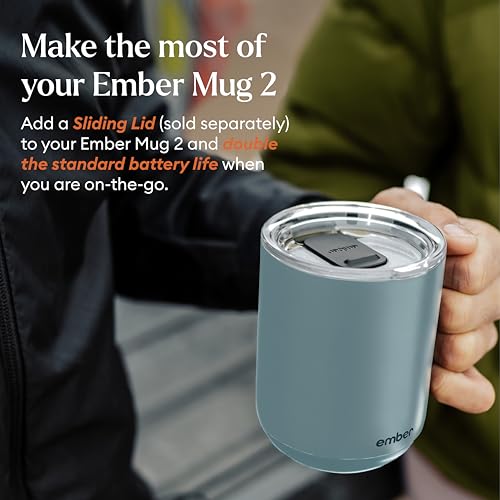 Image of Ember Temperature Control 14oz Smart Mug 2, App-Controlled and Rechargeable Heated Coffee Cup Warmer with Intelligent LED Display, Powder Blue