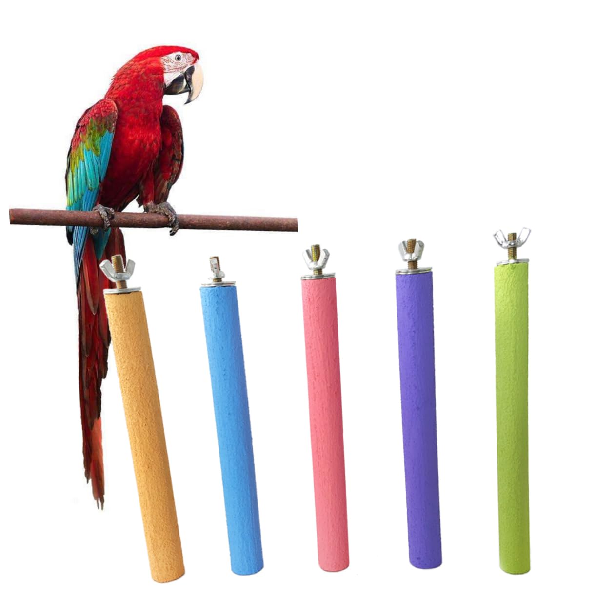 HANABASS 10piezas Barra Arenosa para Aves Juguete De Masticación para Periquitos y Loros Percha Natural para Aves Color Aleatorio