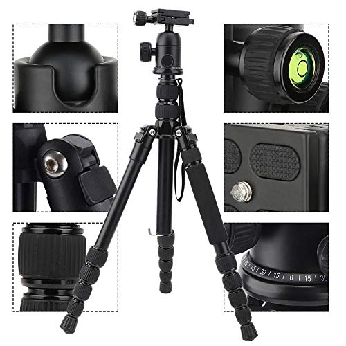Fotostativ, leichte tragbare Aluminiumlegierung 5-teilige Kamera Fotostativständer mit Kugelkopf, 1/4 Zoll Schraube… – Bild 6