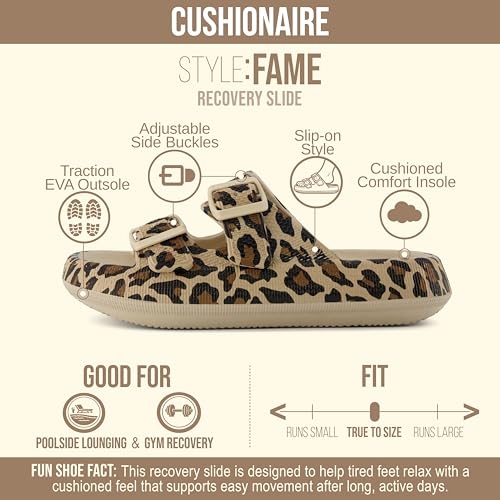 Image of CUSHIONAIRE Fame Pillow Recovery Sandals for Women, Adjustable Double Buckle Waterproof EVA Cloud Slides for Women