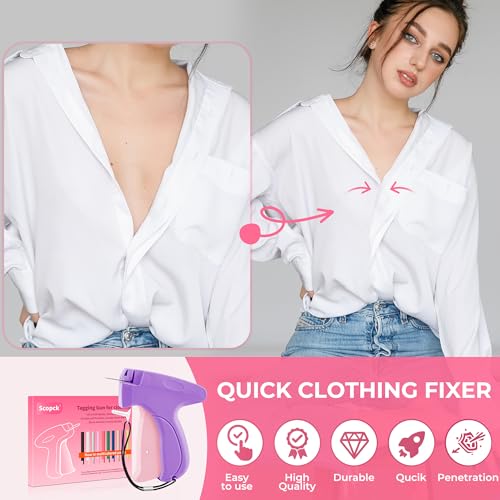Image of Stitch Gun for Clothes - Handheld Stitch Gun Quick Clothing Fixer - Tagging Gun - Includes 6 Needle, 1000 Black Fasteners & 1000 White Fasteners