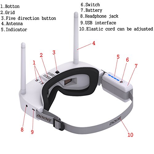 Eachine Ev100 Fpv Goggles Headset 720540 8g 72ch Dual