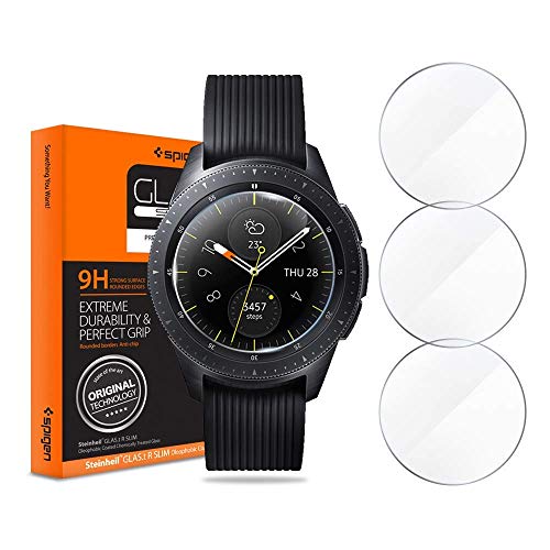 Spigen Tempered Glass Screen Protector [GlasTR Slim] Designed for Galaxy Watch 42mm (2018) / Gear Sport (2017) / Gear S2 (2015) [9H Hardness] - 3 Pack