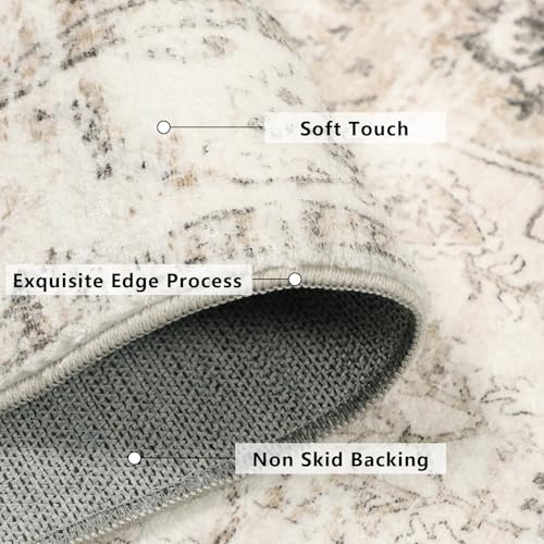 Homcomodar Vintage Runner Rugs for Hallway 65x180cm Carpet Runners for Hallways Non Slip Beige Kitchen Runner for Entryway Hall Bedroom Launtry - Image 2