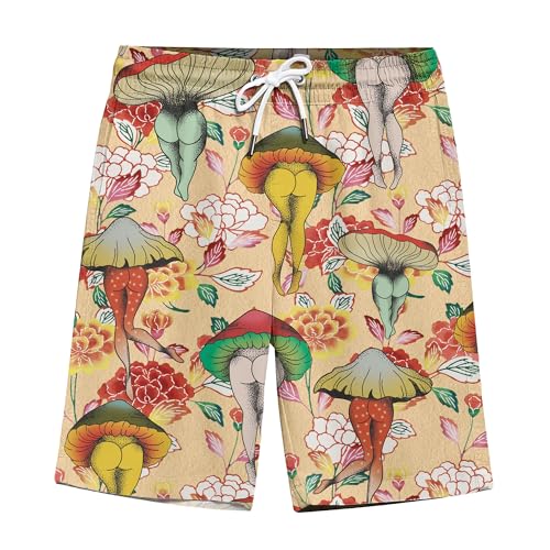 Funny Holiday Pattern Hawaiian Shorts for Men Colorful Swim Trunks Hawaiian Mens Shorts N1