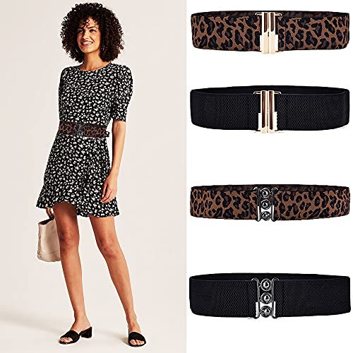 Women's Simple Black&Leopard Elastic Stretch Wide Corset Waist Belt for Dress2