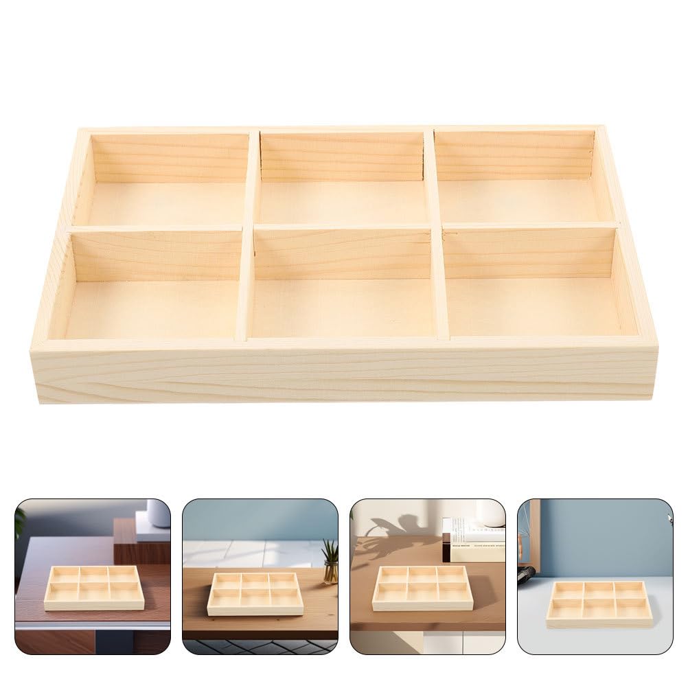 Cabilock Caja Organizadora De Madera Con Compartimentos Divididos 9 Secciones Bandeja De Almacenamiento Multifuncional Para Escritorio Materiales De Arte Crayones Oficina Y Hogar