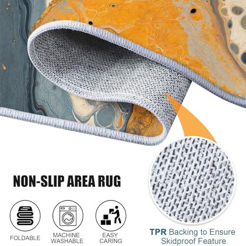 Tapis bleu-gris 160 x 230 cm abstrait lavable et moderne - 7