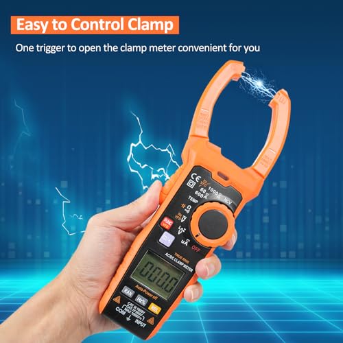 Image of Digital Clamp Meter True RMS 6000 Counts Digital Electrical Tester Meter Auto-Ranging Measures AC /DC Voltage AC /DC Current Resistance Capacitance Temperature Continuity Duty-Cycle