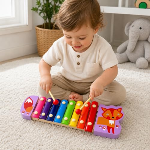 Image of Baybee Baby Musical Toy Xylophone Piano Set for Kids | Colorful Sound Keyboard Instrument for Early Learning, Motor Skills & Hand Eye Coordination | Educational Gift for Boys & Girls (Fox)