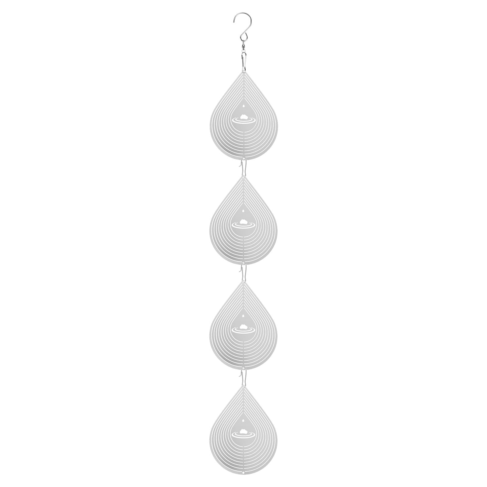 M METERXITY 1-Pack Hanging Wind Spinners 21.3in Silver Tone Water Droplets
