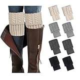 Loritta Womens Boot Socks Winter Warm Crochet Knitted Boot Cuffs Topper Socks Short Leg Warmers Gifts,A-style 05(4 Pairs)