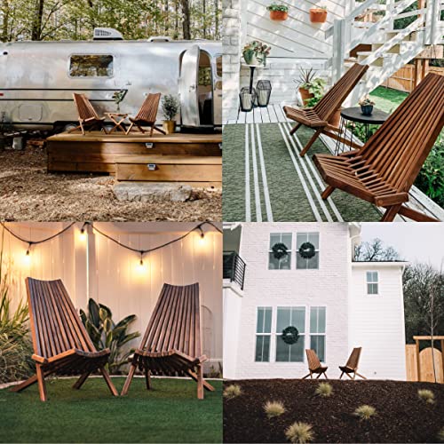 Clevermade Tamarack Folding Wooden Outdoor Chair -Stylish Low Profile Acacia Wood Lounge Chair For The Patio, Porch, Lawn, Garden Or Home Furniture - Cinnamon #TOP5