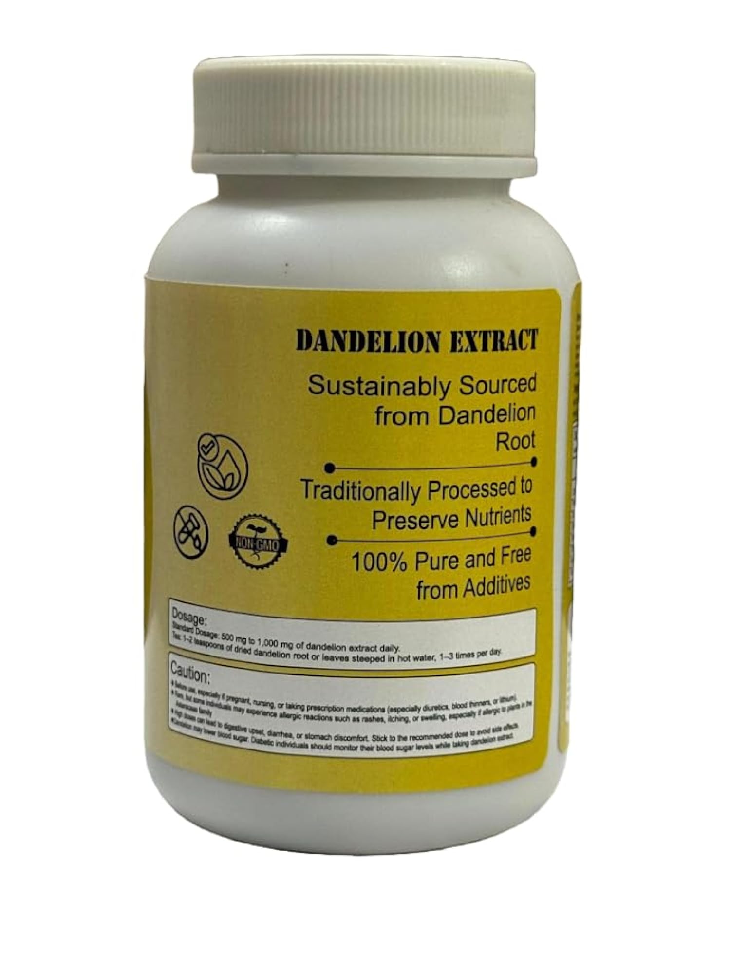 Dandelion Root Extract 500mg Capsules, 90 Count