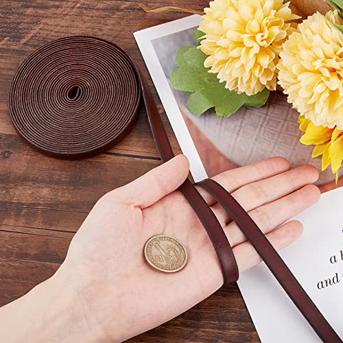GORGECRAFT 5.5Yds 10mm Flat Genuine Leather Cord String Leather Shoelace Boot Lace Strips Cowhide Braiding String Roll for Jewelry Making DIY Craft Braided Bracelets Belts Keychains(Coconut Brown) - Image 3
